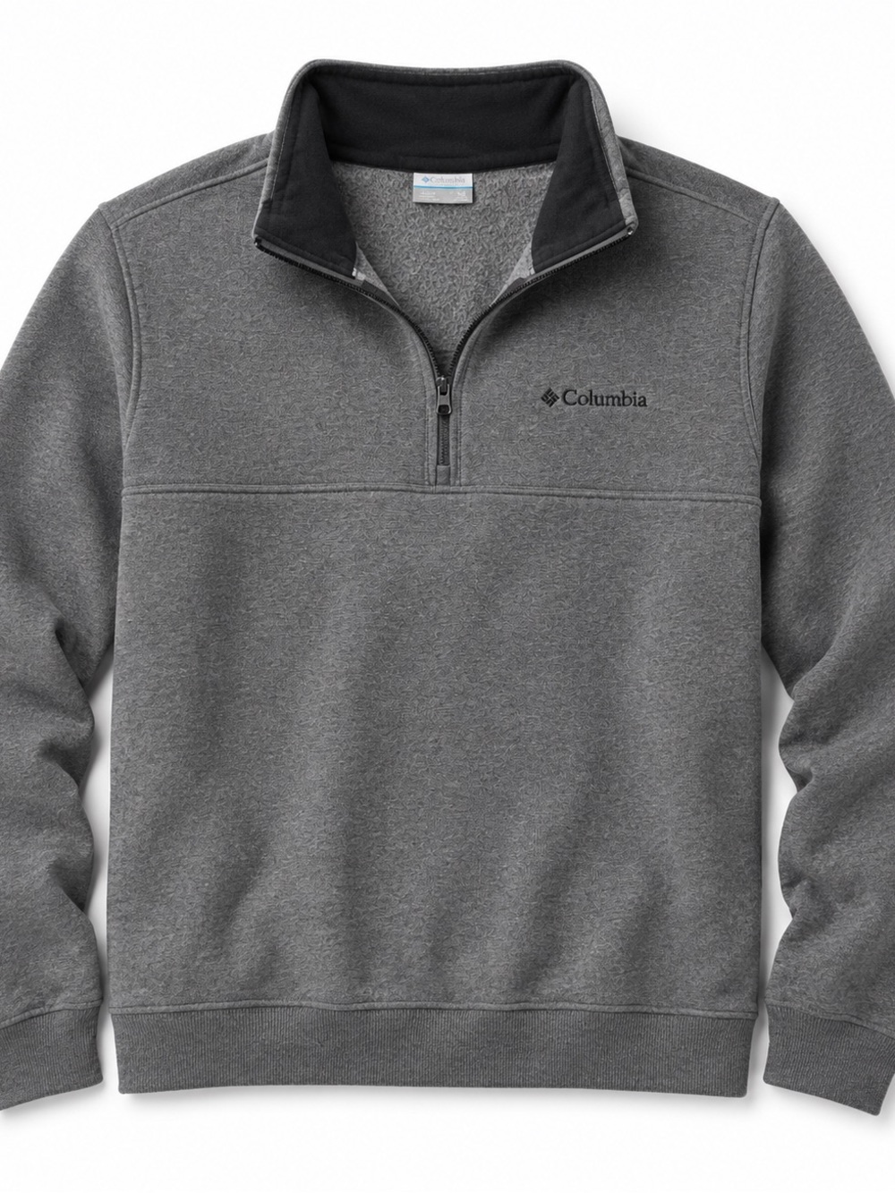 Columbia Heather Gray Quarter-Zip Pullover with Dark Collar - Picture 2 of 3